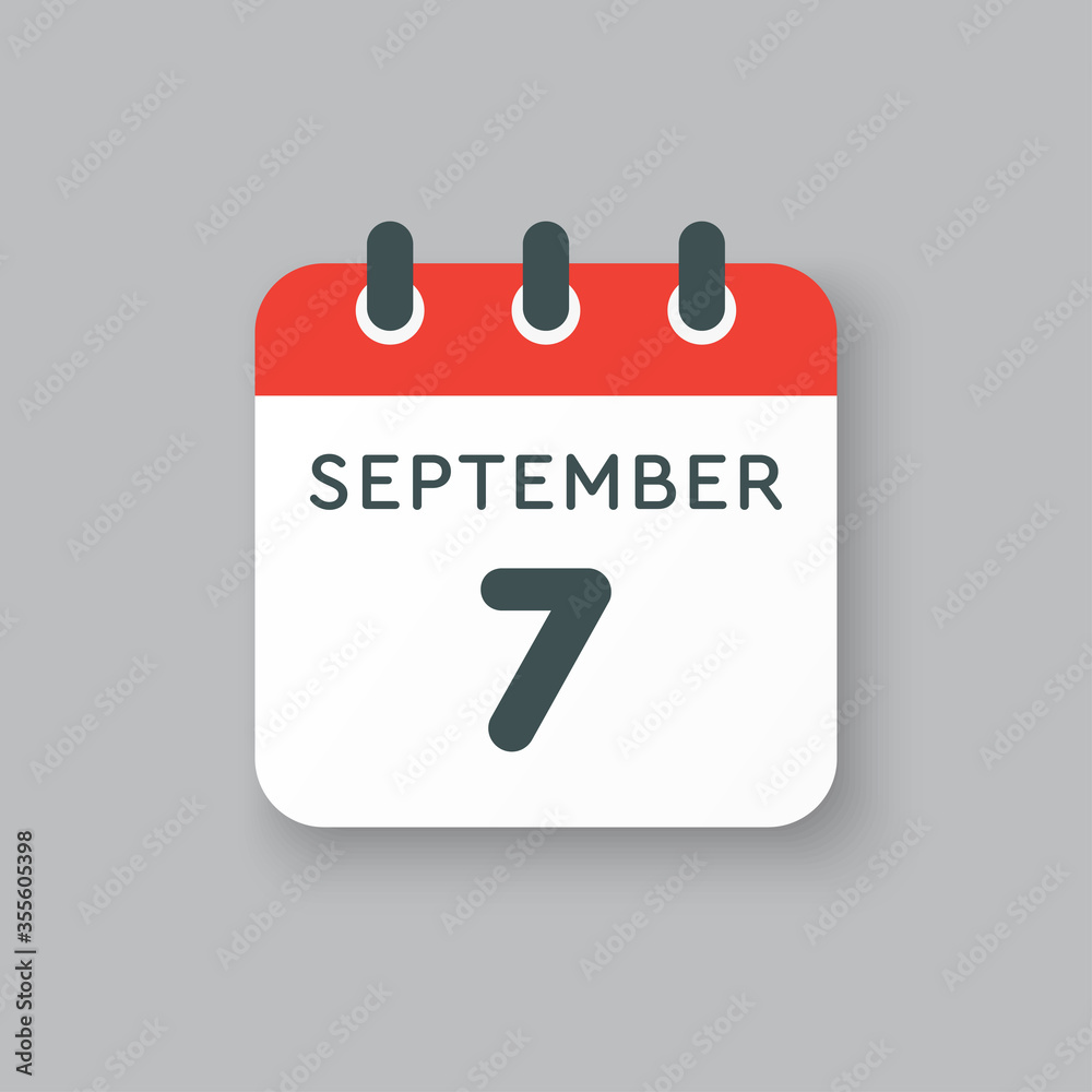 Calendar icon day 7 September, template date days Calendar icon day 7 September, template date days