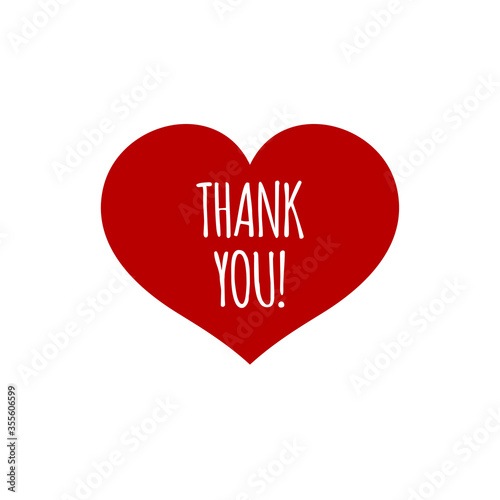 Red heart with words thank you
