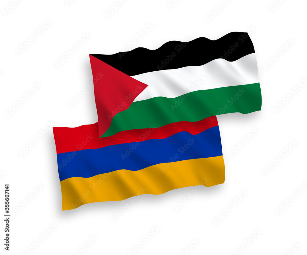 Flags of Armenia and Palestine on a white background Flags of Armenia and Palestine on a white background
