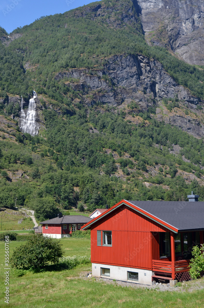 Beautiful Norwegian countryside .
 Flam, Norway, Scandinavia
