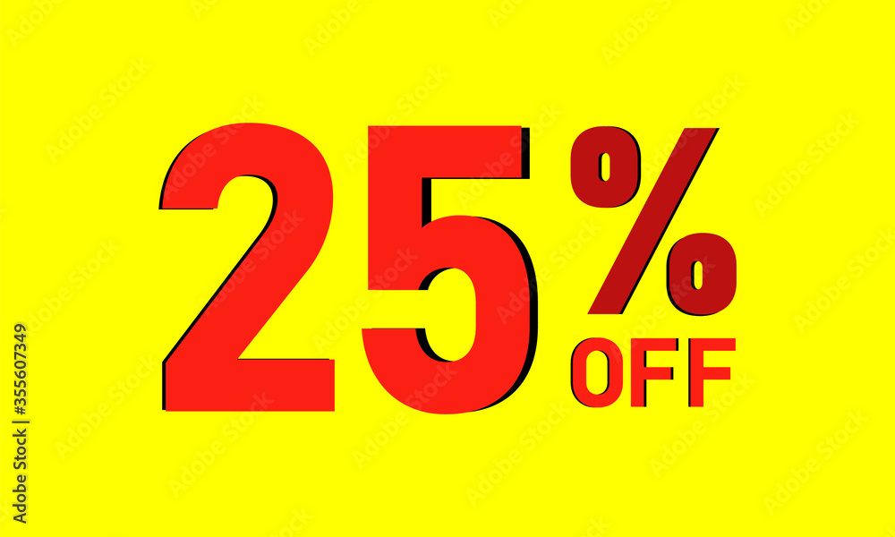 25% OFF text on yellow background 25% OFF text on yellow background