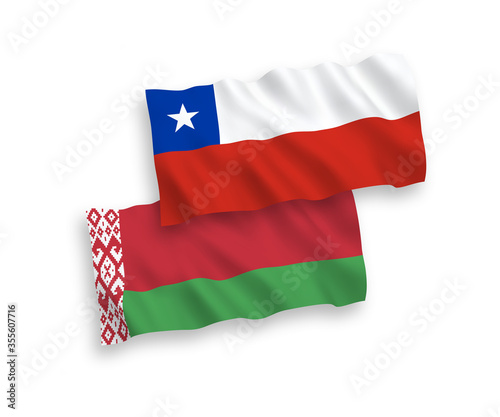 Flags of Chile and Belarus on a white background