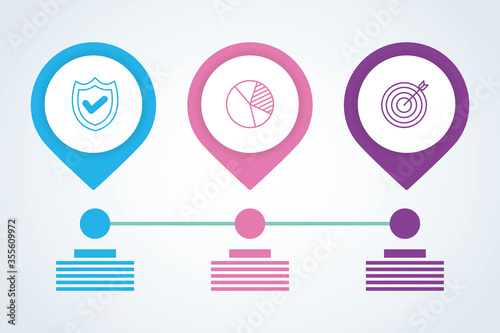 business infographic with pins icons