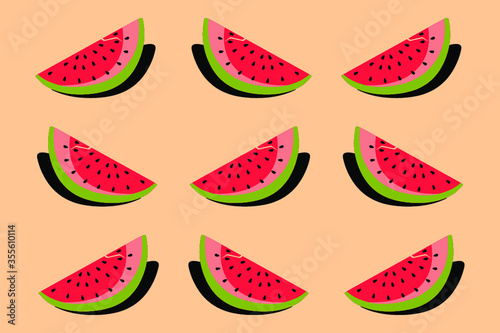 Fototapeta Naklejka Na Ścianę i Meble -  Simple Watermelon Cut Fruit Pattern