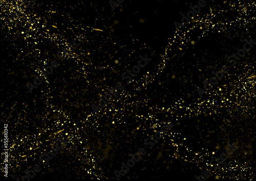 Gold Glitter Texture on a Black Background - Gold Dust Effect with Colored Particles for Your Graphic Design, Vector Illustration