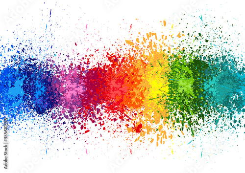 Color Paint Splashes Banner - Banner with Colorful Splashes on White Background, Vector Illustration