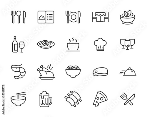 set of restaurant icons, food menu, drinks menu