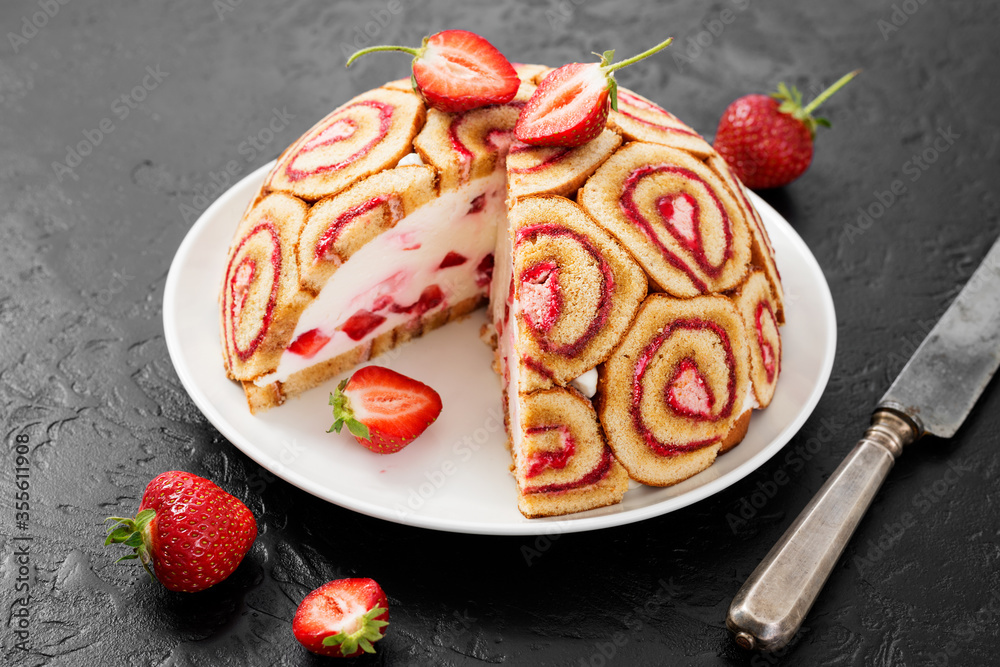 Strawberry Charlotte Royale Cake - Living Sweet Moments
