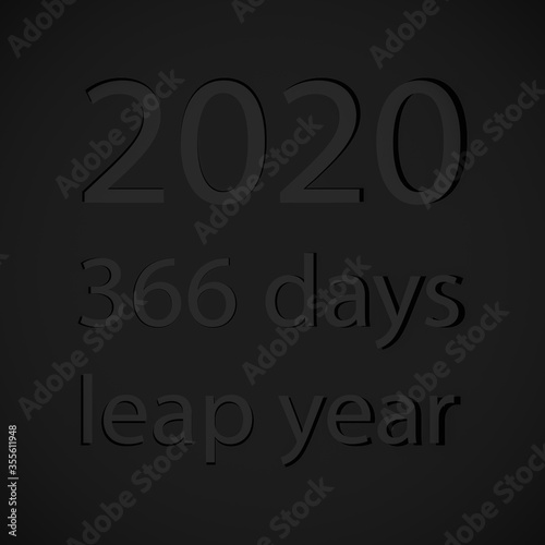 Leap year 2020 black gray, illustration