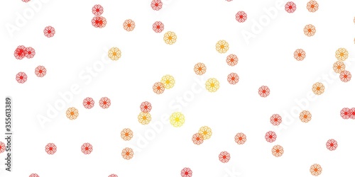 Light Orange vector doodle pattern with flowers.