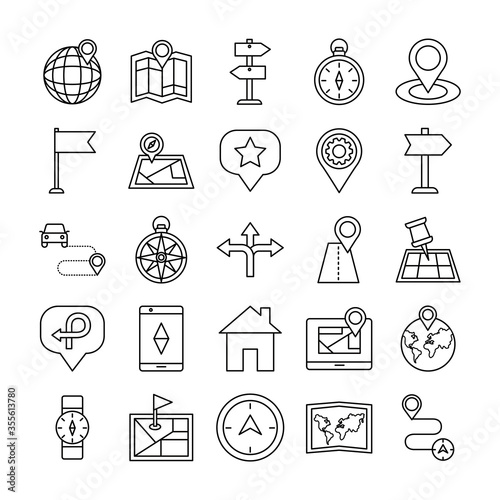 bundle of area and locations set icons