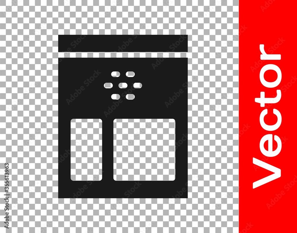 Fototapeta premium Black Bag of coffee beans icon isolated on transparent background. Vector Illustration.