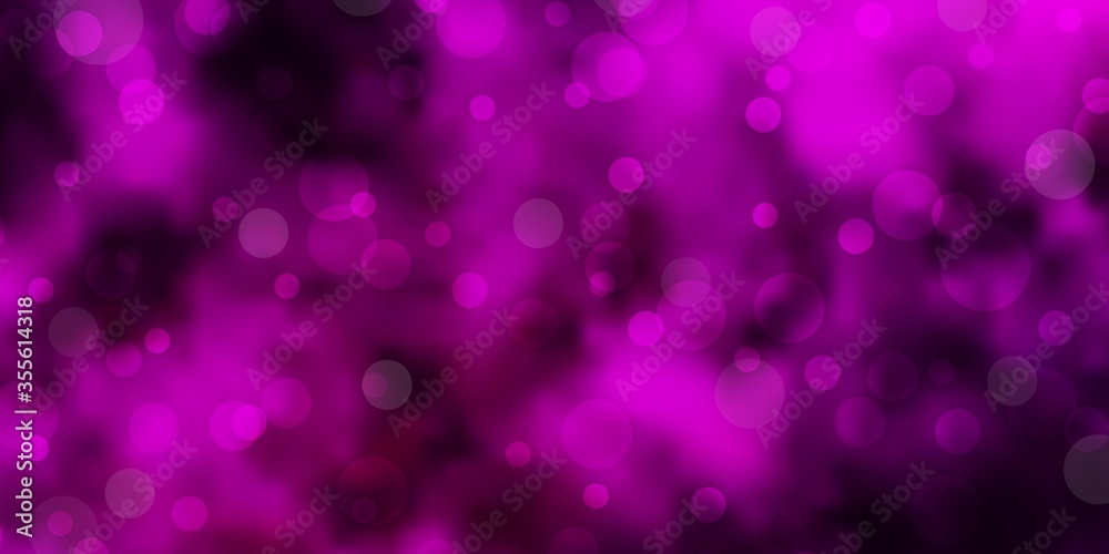 Dark Pink vector background with bubbles. Glitter abstract illustration with colorful drops. Pattern for websites.