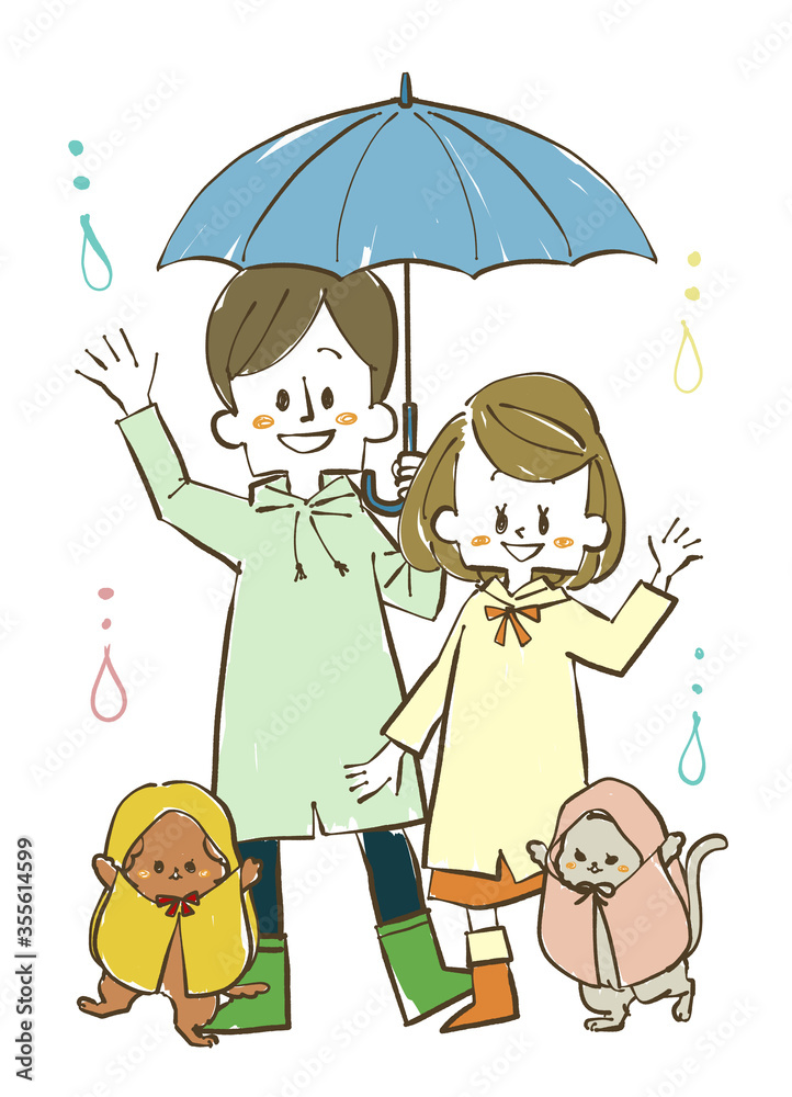 雨の日の夫婦・カップル・ペット 雨の日の夫婦・カップル・ペット
