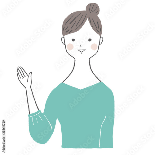 案内する女性