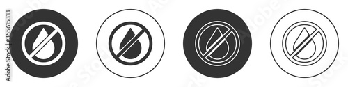 Free Download Black Water drop forbidden icon isolated on white background. No water sign. Circle button. Vector Illustration. - GFXLoad
