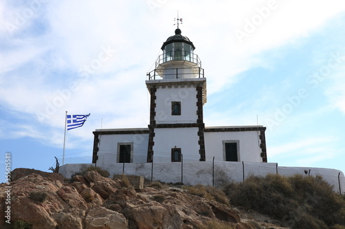 Front side of The Akrotiri Lighthouse on Santorini