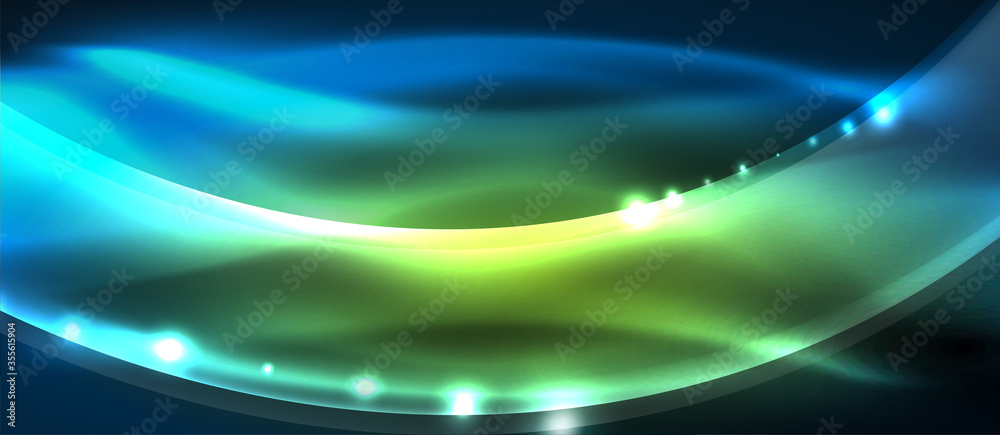 Abstract background. Shiny design neon waves with light effects, techno trendy design. Vector Illustration For Wallpaper, Banner, Background, Card, Book Illustration, landing page Abstract background. Shiny design neon waves with light effects, techno trendy design. Vector Illustration For Wallpaper, Banner, Background, Card, Book Illustration, landing page