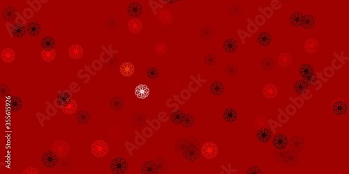 Light Red  Yellow vector doodle texture with flowers.