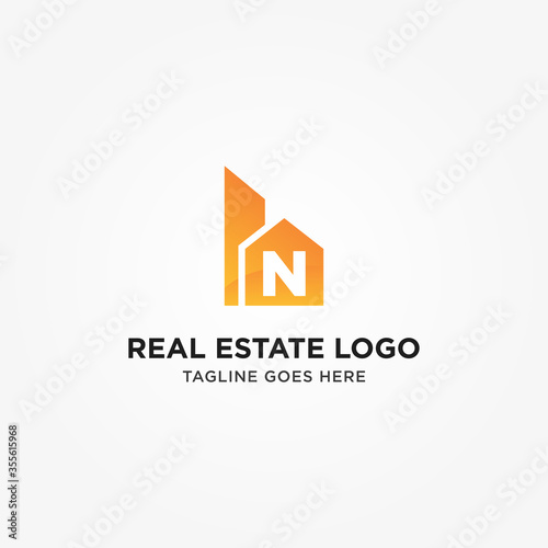 Simple and Modern N Letter Real Estate Logo Template for Your Business