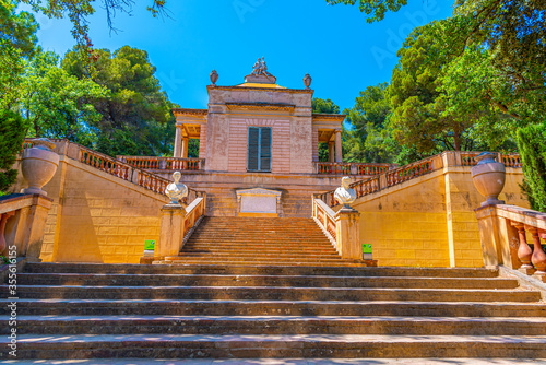 Neoclassical pavillion at Parc del Laberint d'Horta in Barcelona, Spain photo