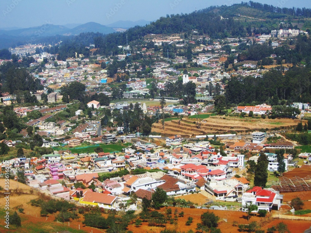 aerial view of the city Ooty town Tamilnadu India