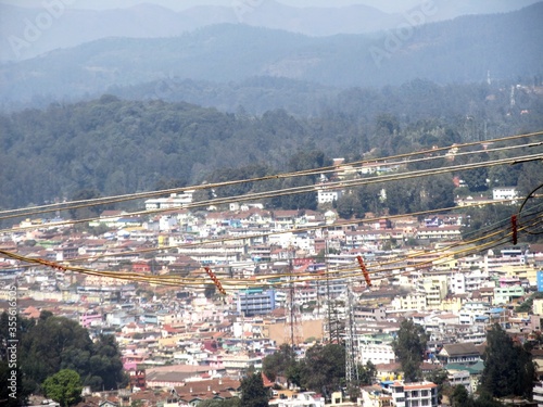 aerial view of the city Ooty town Tamilnadu India