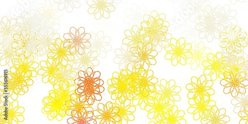 Light Orange vector doodle background with flowers. © Guskova