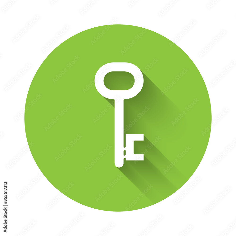 White House key icon isolated with long shadow. Green circle button. Vector Illustration. White House key icon isolated with long shadow. Green circle button. Vector Illustration.
