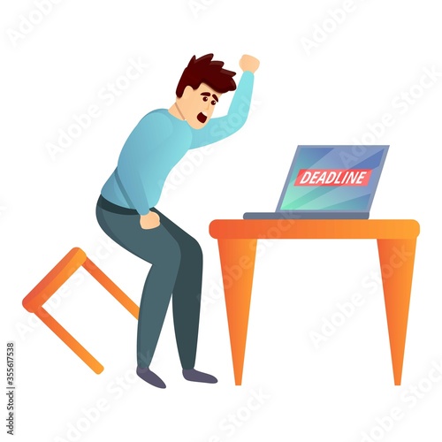 Panicked worker icon. Cartoon of panicked worker vector icon for web design isolated on white background