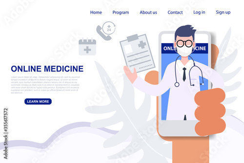 Online medicine telemedicine doctor consult over mobile phone Flat design vector character  Health care and medical flat character vector illustration