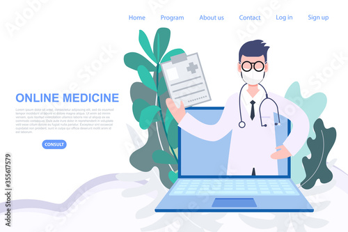 Online medicine telemedicine doctor consult from anywhere Flat design vector character  Health care and medical flat character vector illustration