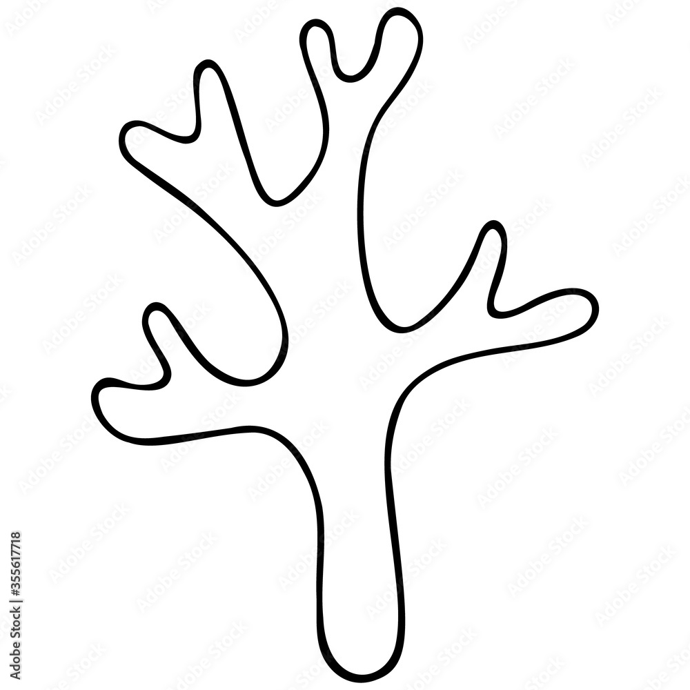 Coral. Vector illustration. Outline on a white isolated background. The skeleton of colonies of polyps in the ocean. Marine invertebrate organisms. Hand drawing style. Sketch. Coloring book. Coral. Vector illustration. Outline on a white isolated background. The skeleton of colonies of polyps in the ocean. Marine invertebrate organisms. Hand drawing style. Sketch. Coloring book.