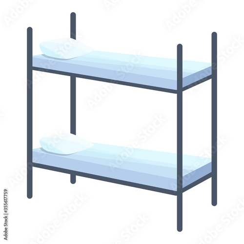 Hostel bunk bed icon. Cartoon of hostel bunk bed vector icon for web design isolated on white background