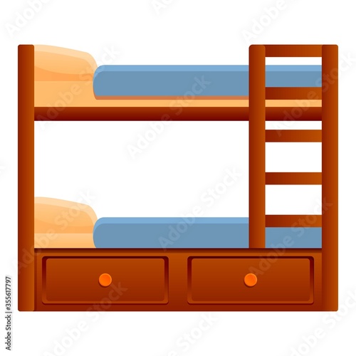 Twin bunk bed icon. Cartoon of twin bunk bed vector icon for web design isolated on white background