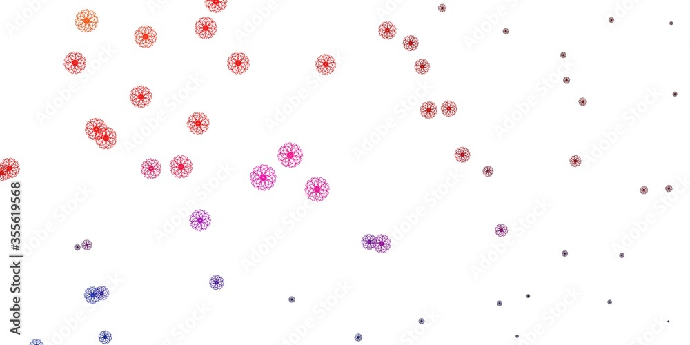 Light Blue, Red vector doodle template with flowers. Light Blue, Red vector doodle template with flowers.