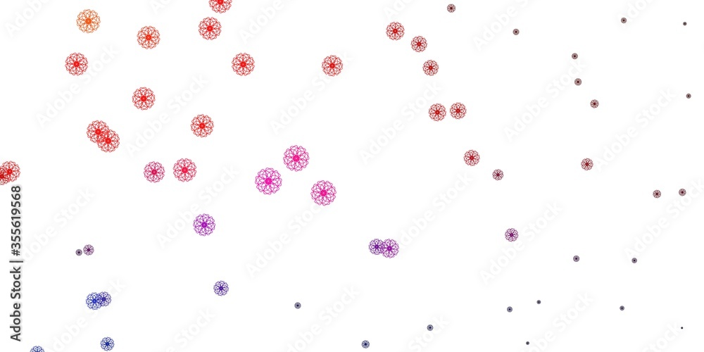 Light Blue, Red vector doodle template with flowers.