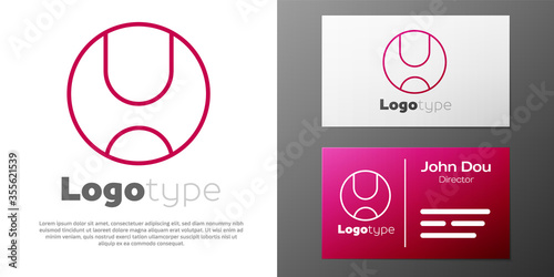 Logotype line Tennis ball icon isolated on white background. Sport equipment. Logo design template element. Vector Illustration.