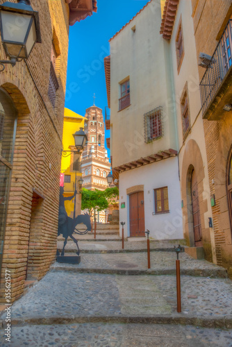 Replica of Torre de Utebo at Poble Espanyol village in Barcelona, Spain photo