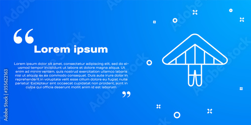 White line Hang glider icon isolated on blue background. Extreme sport. Vector Illustration.