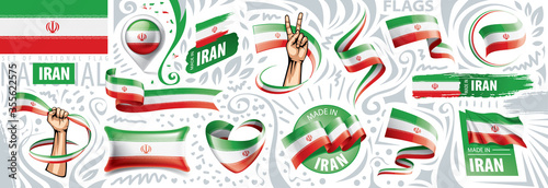 Vector set of the national flag of Iran in various creative designs