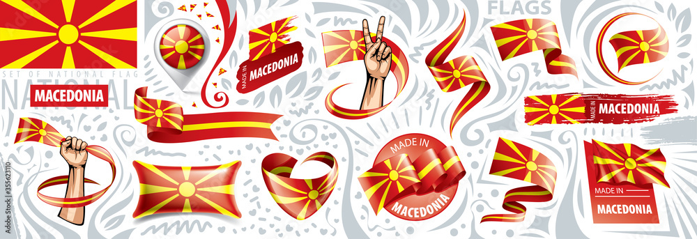 Vector set of the national flag of Macedonia in various creative designs Vector set of the national flag of Macedonia in various creative designs