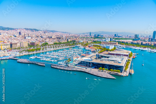 Aerial view of Maremagnum shopping center in Barcelona, Spain photo