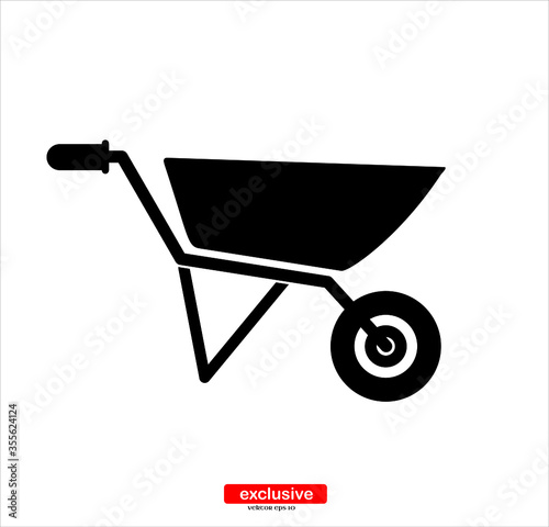 wheelbarrow icon.Flat design style vector illustration for graphic and web design.