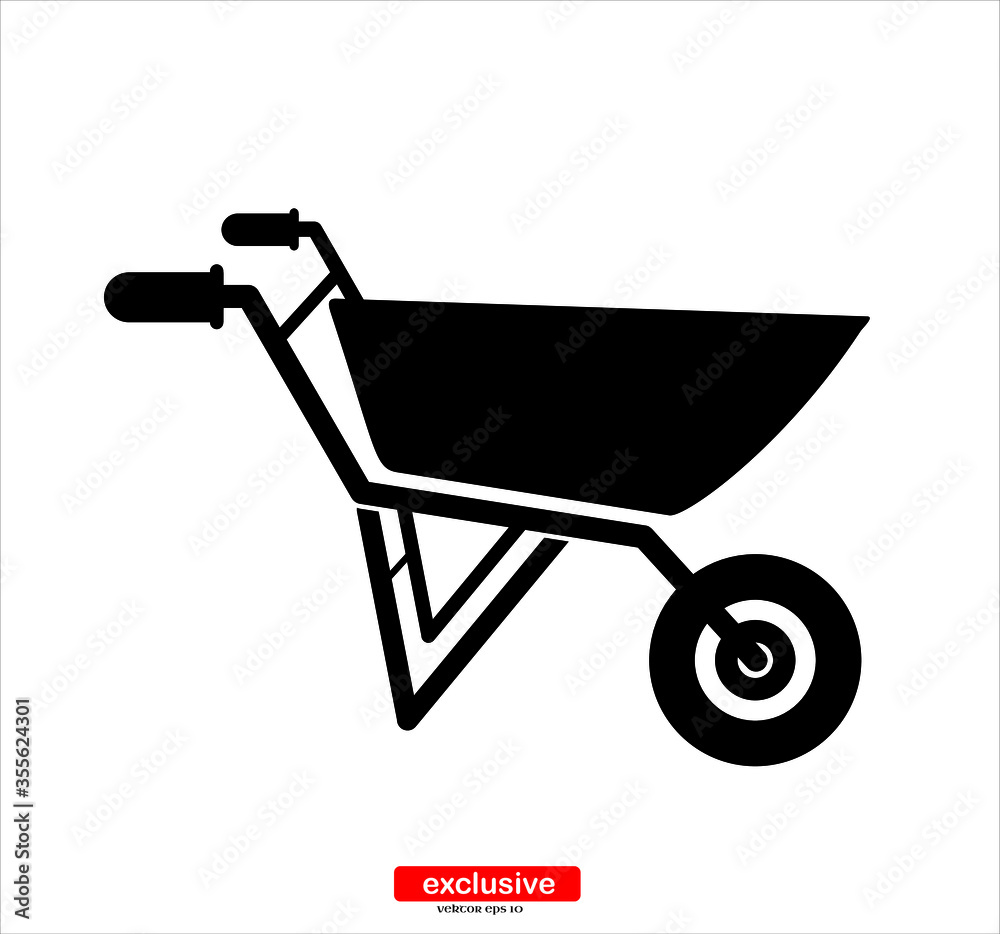 wheelbarrow icon.Flat design style vector illustration for graphic and web design.