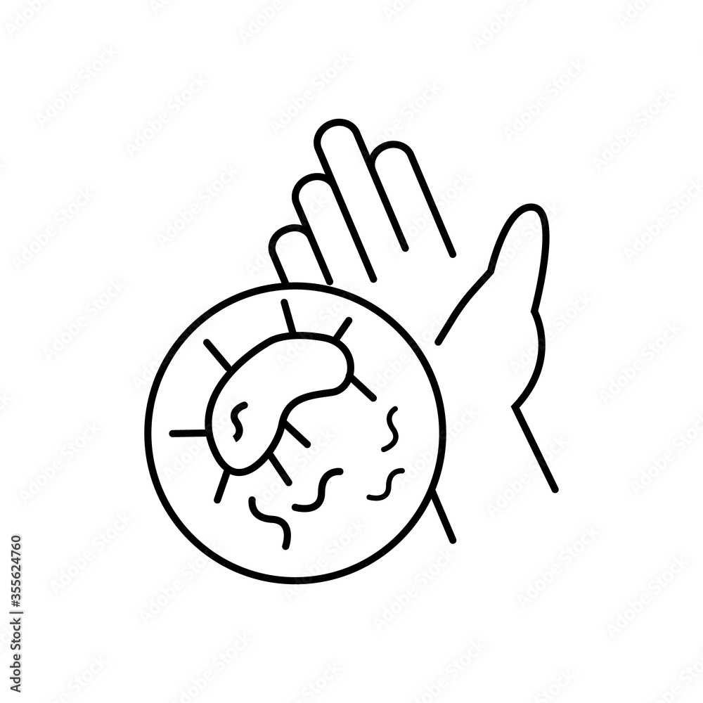 Fototapeta premium bacterial cells on human palm. Vector