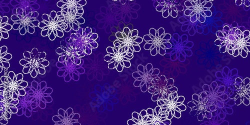 Light Purple vector doodle template with flowers.