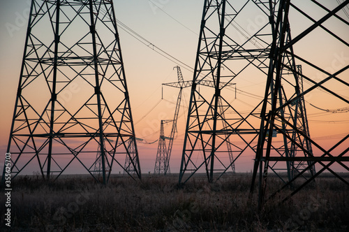 Obraz na płótnie power lines at sunset
