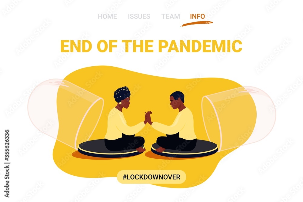 end of the pandemic colorful vector concept