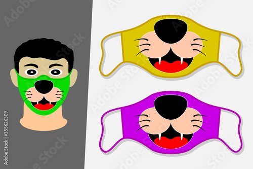 Medical face mask to prevent covid-19 corona virus, free vector design